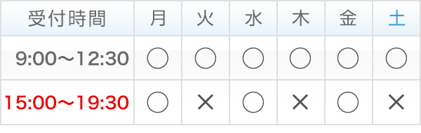 診療時間 内田整骨院